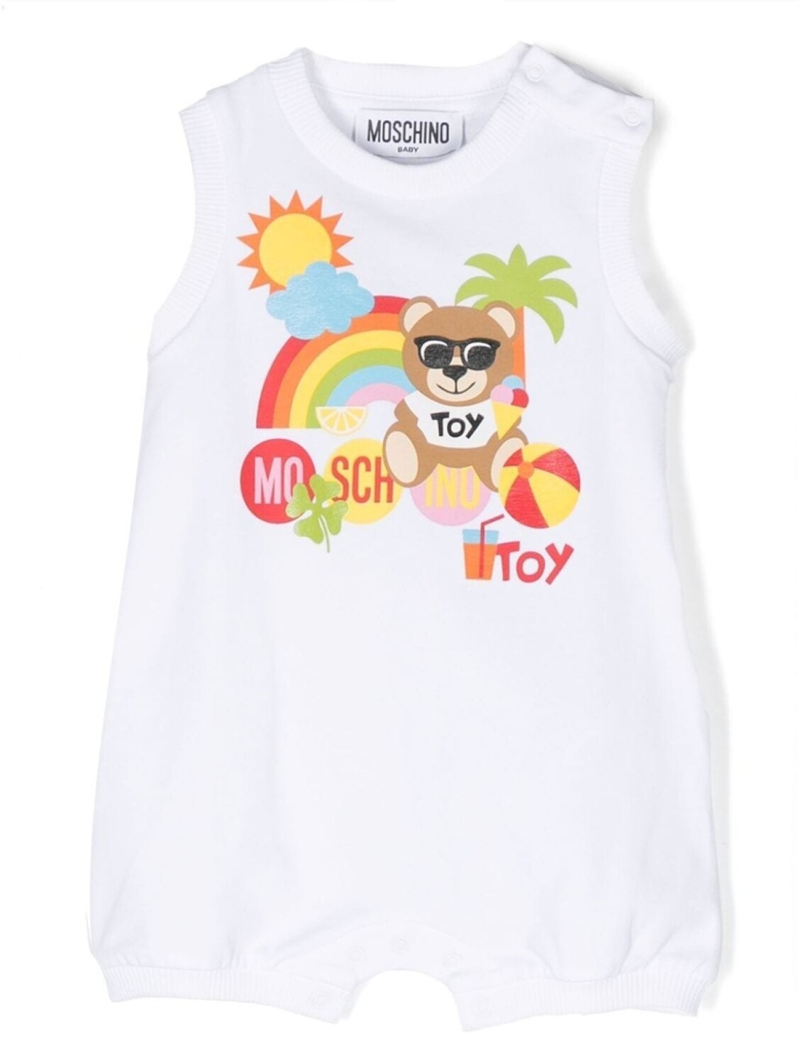 

Moschino Kids ромпер без рукавов с логотипом, белый