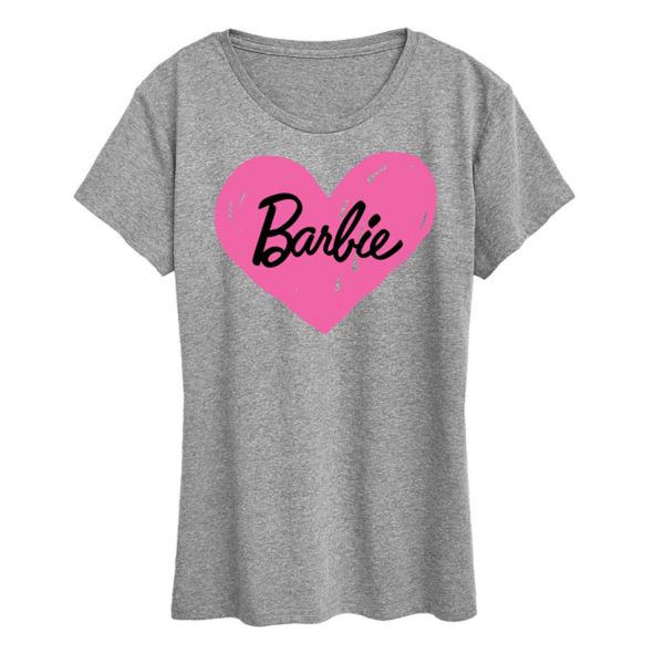 

Женская футболка с ручной росписью и логотипом в виде сердца Barbie, серый