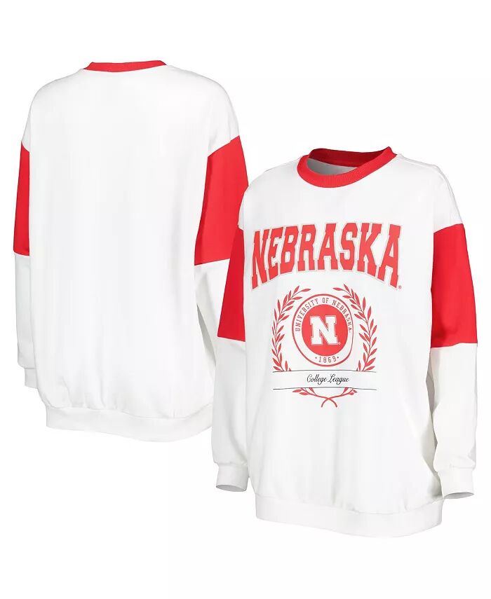 

Женская белая/алая толстовка-пуловер Nebraska Huskers It's A Vibe Dolman Gameday Couture