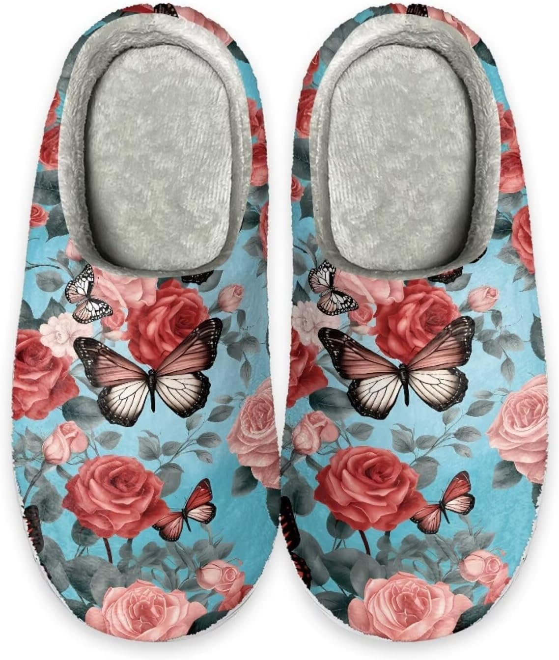 

Унисекс домашние тапочки Forchrinse на Рождество с принтом Санта-Клауса, оленей и ночного неба, мягкие теплые тапочки для мужчин и женщин, легкие и удобные для зимы, Butterfly Rose