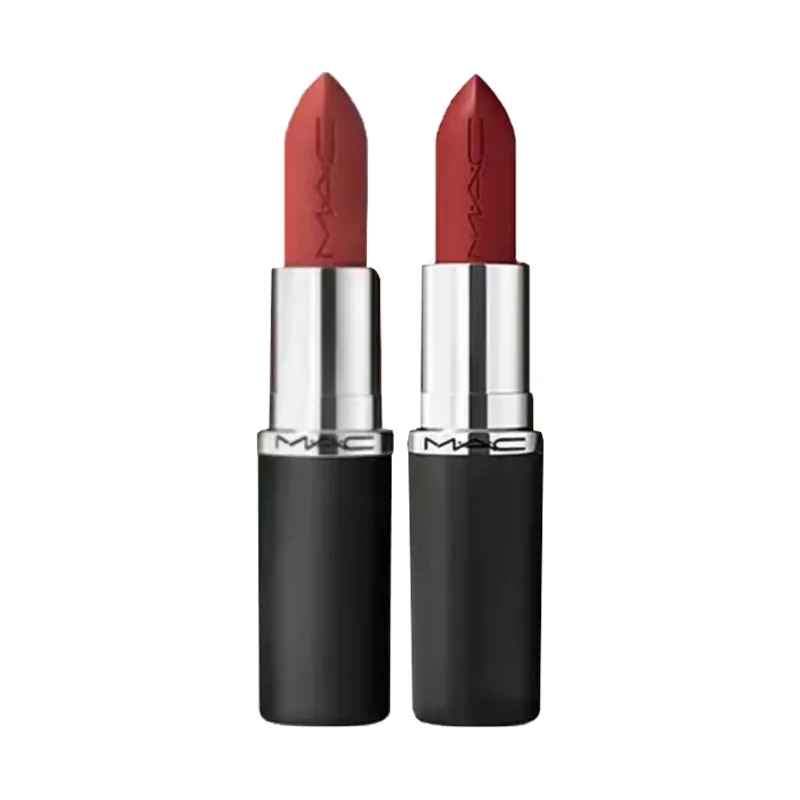 MAC Набор матовых сатиновых помад Large Bullet, легко растушевываются, натуральный оттенок, 3.5г*2, Two-Piece Set: Bold Bullet Lipstick #683 Big Fun+Velvet Matte Lipstick #827 Radiant Red — фото 2