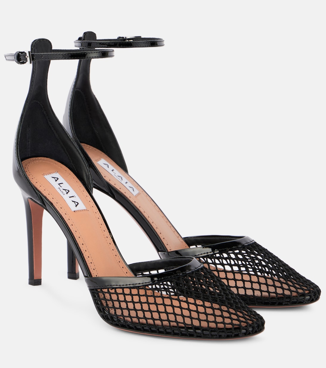 Туфли-лодочки с сетчатым верхом и кожаной отделкой Alaïa, нуар
