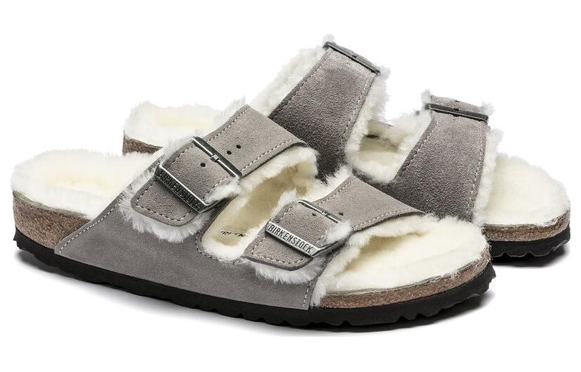 Сандалии Arizona из овчины с двумя ремешками Birkenstock, серый — фото 3