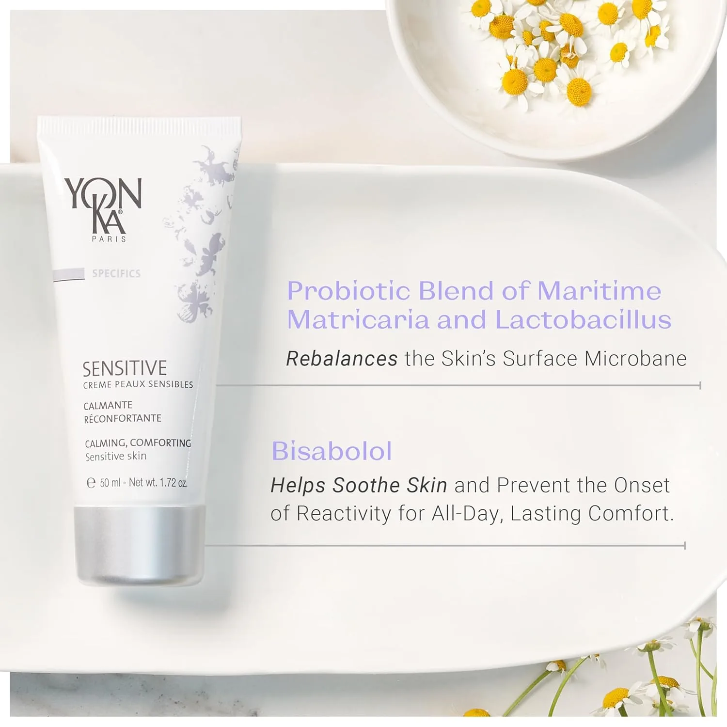 Увлажняющий крем для чувствительной кожи лица Yonka Sensitive Creme | Увлажняющий крем для чувствительной кожи лица | Пребиотический и пробиотический уход | Без отдушек | 42 г — фото 3