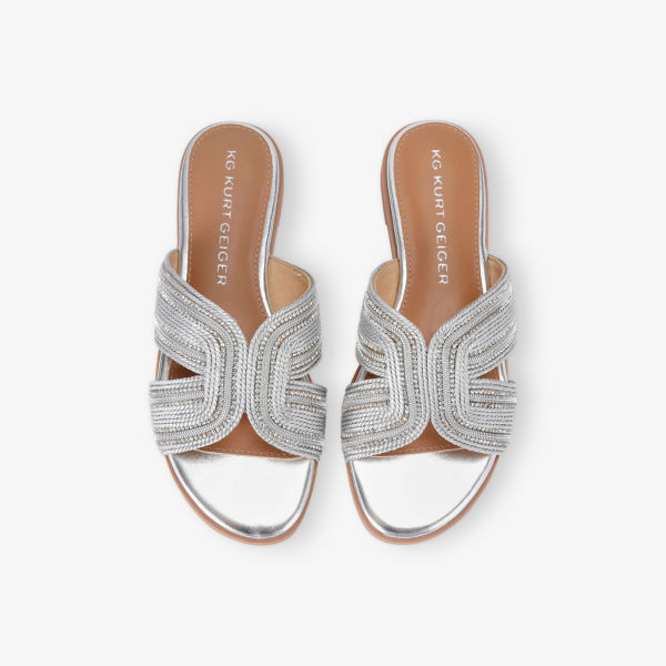 Мюли Pose Kg Kurt Geiger с кристаллами и жемчугом плетеные, серебряный — фото 2