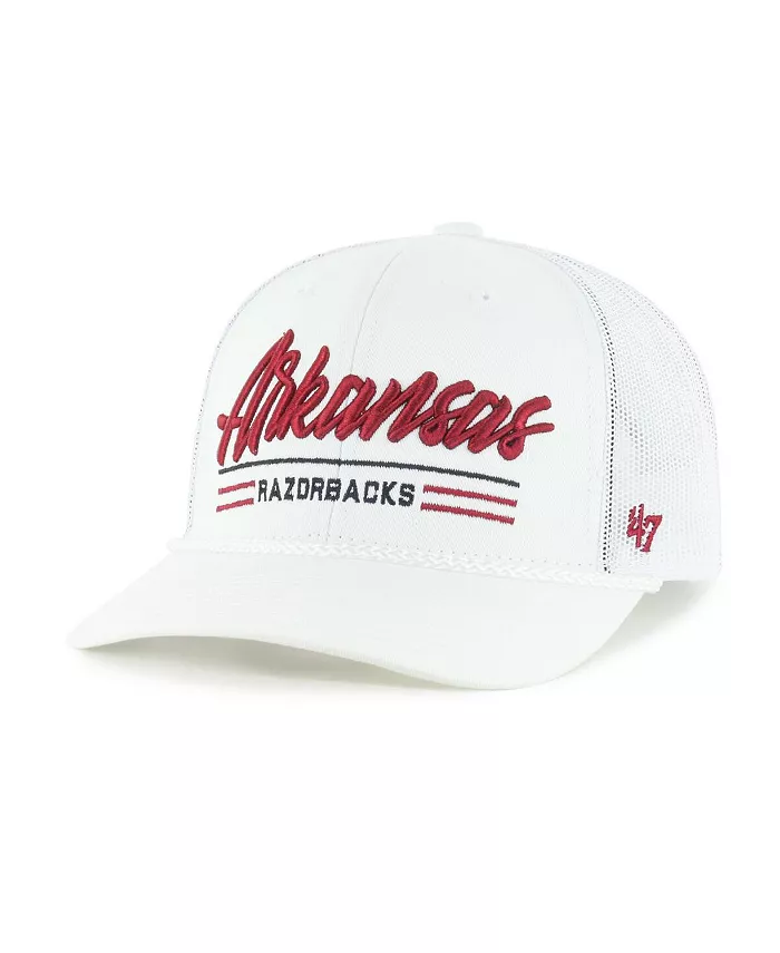 

Мужская белая кепка Arkansas Razorbacks Garner Rope Trucker Adjustable '47 Brand