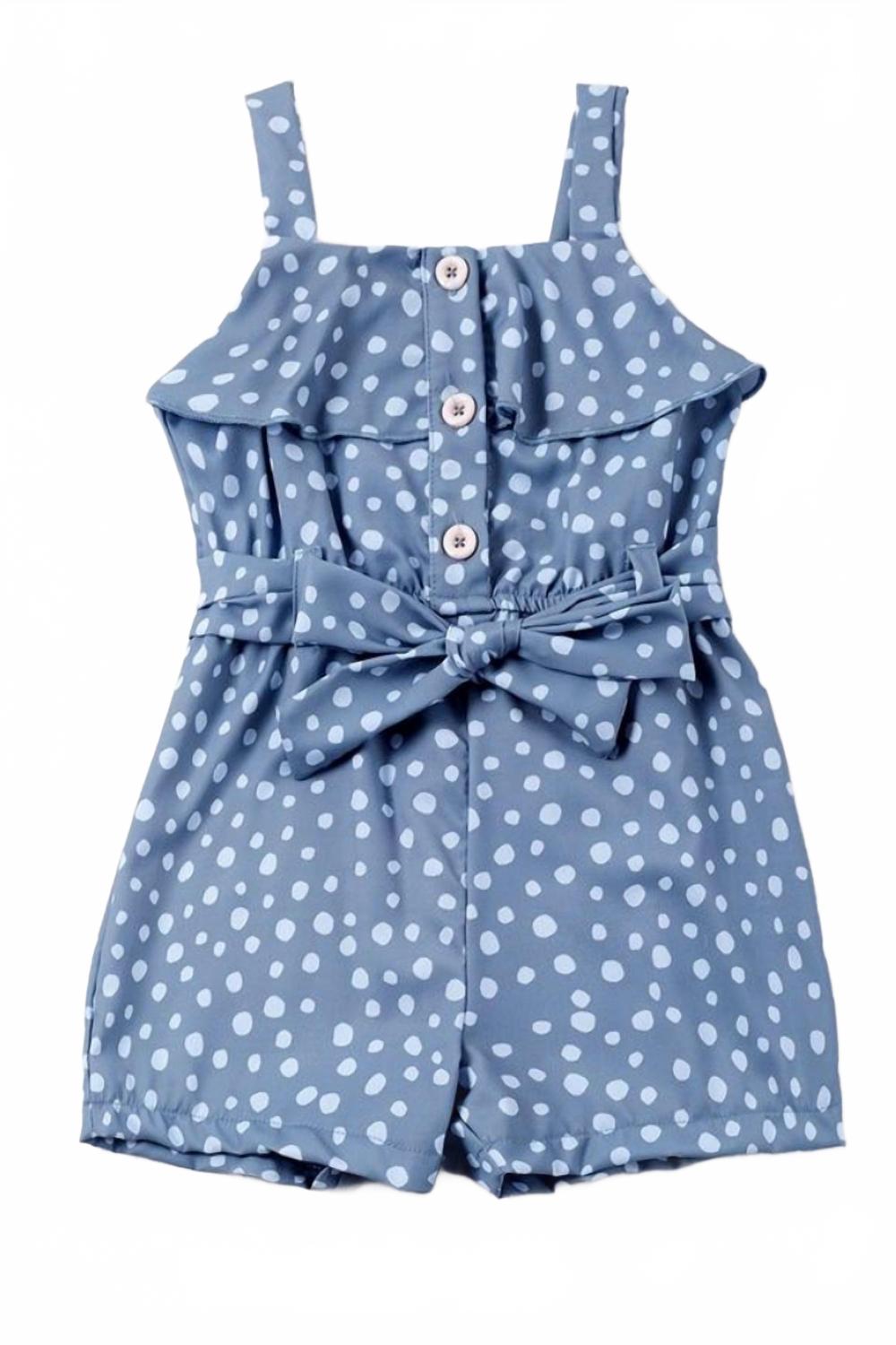 

Детский комбинезон с рюшами и горошком для мамы и дочки в голубом Honeydew