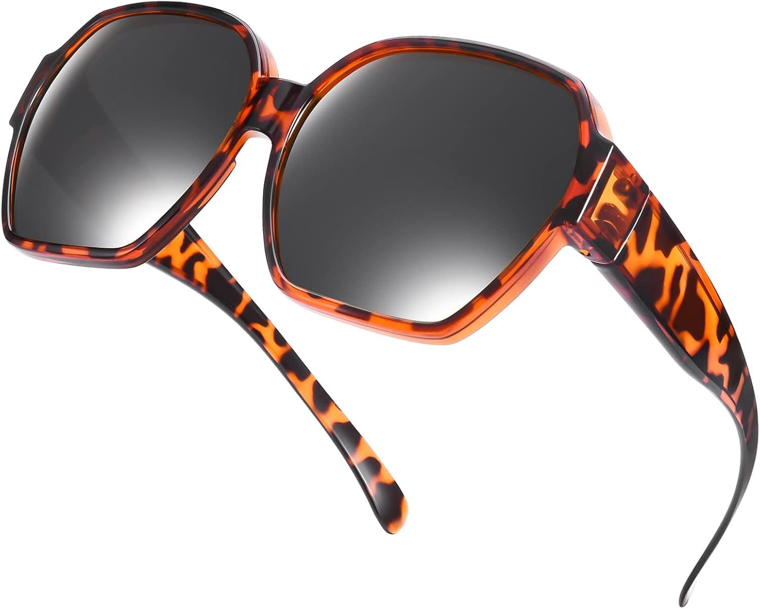 

Поляризованные солнцезащитные очки Br'Guras увеличенного размера, надеваемые поверх обычных очков, для женщин и мужчин. Носятся поверх обычных очков, Sg02-amber Leopard/Black