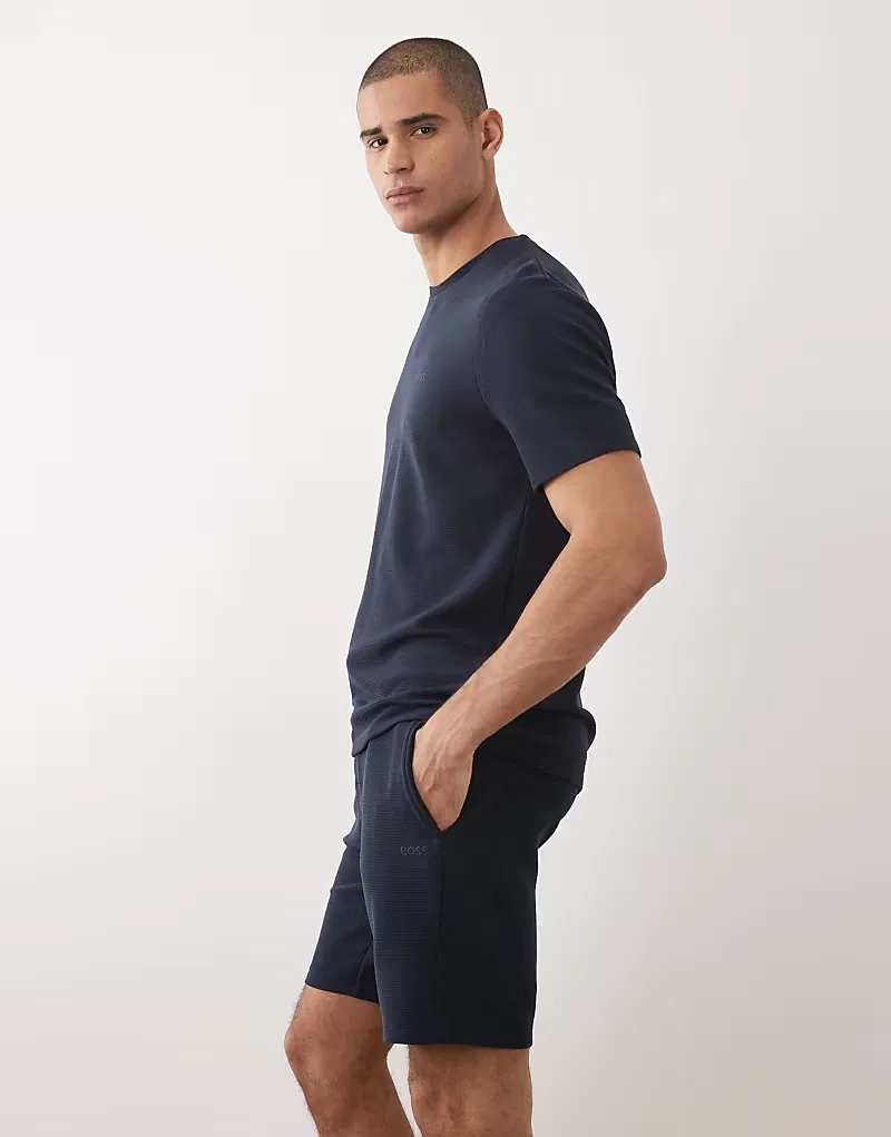 Шорты BOSS Bodywear Rib, темно-синий — фото 3