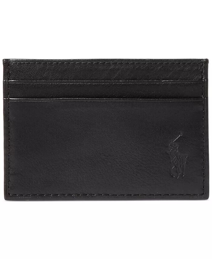 

Мужской футляр для карт и зажим для денег из шагреневой кожи Polo Ralph Lauren, черный
