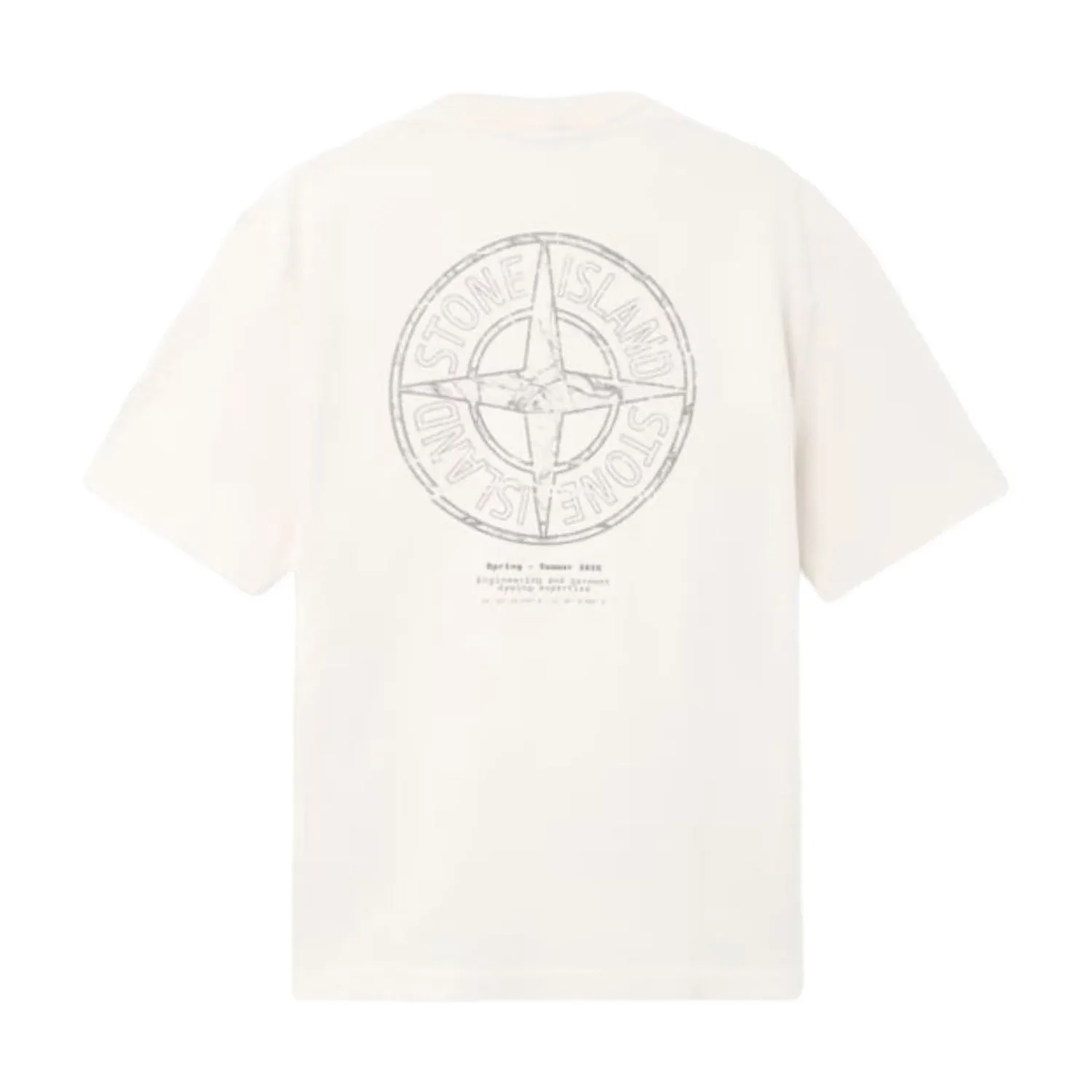 Футболка STONE ISLAND с принтом «Камень», стандартный крой, цвет «Слоновая кость», белый — фото 2
