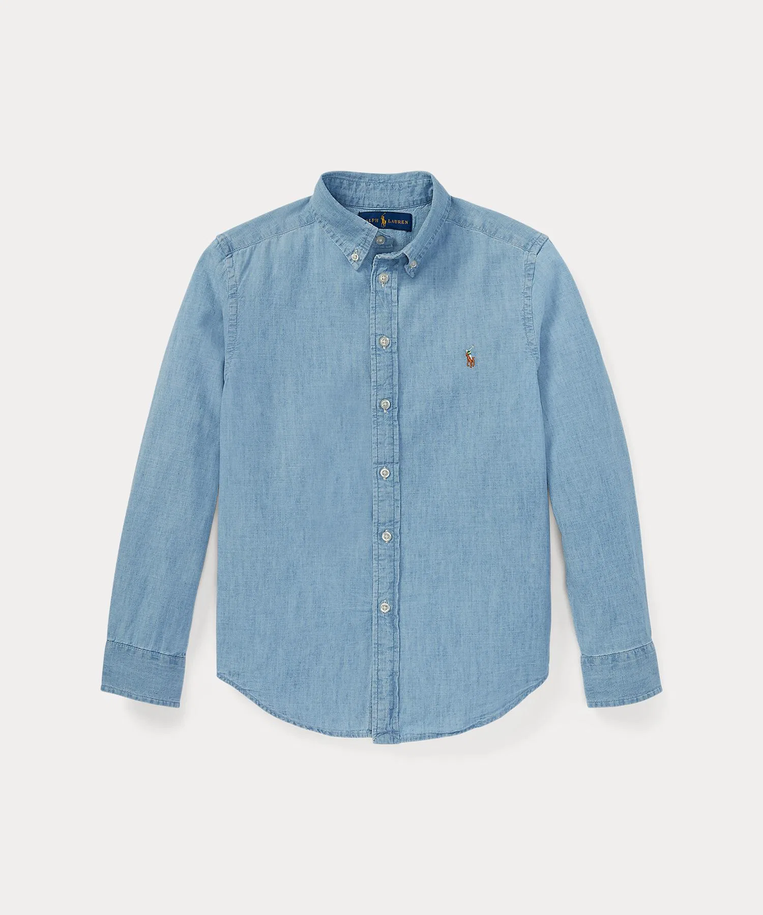 Детская хлопковая рубашка POLO RALPH LAUREN CHILDRENSWEAR тёмно-синяя — фото 2
