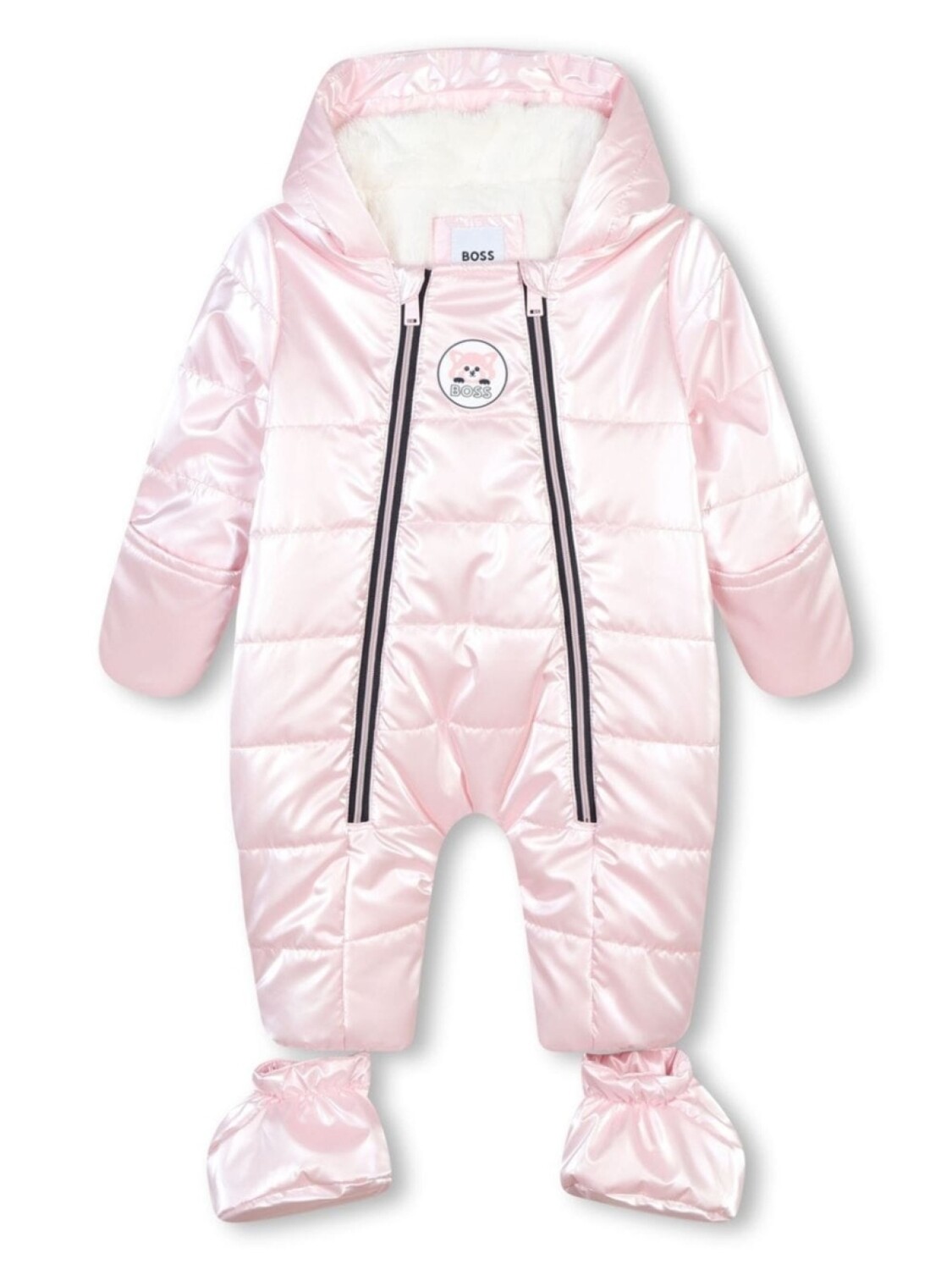 

BOSS Kidswear комбинезон с капюшоном и логотипом, розовый