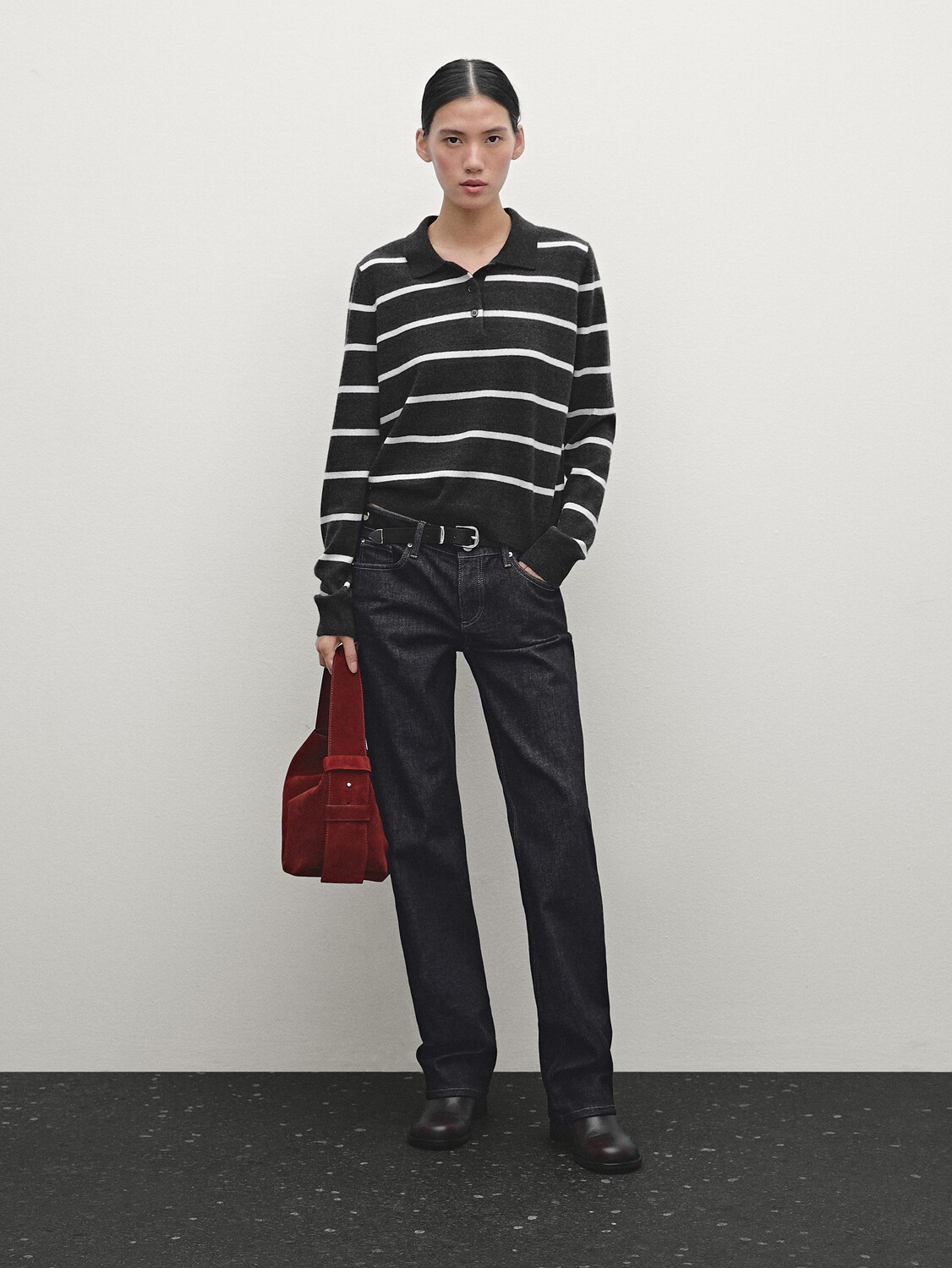 

Джинсы прямого кроя с низкой посадкой Massimo Dutti, синий