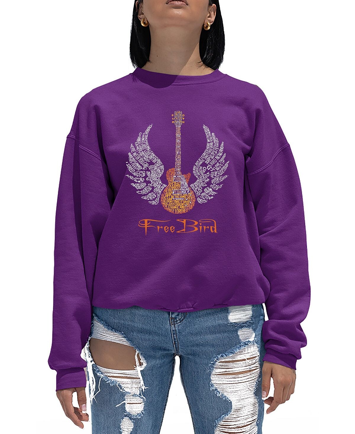 

Женский свитшот с круглым вырезом Word Art Freebird LA Pop Art