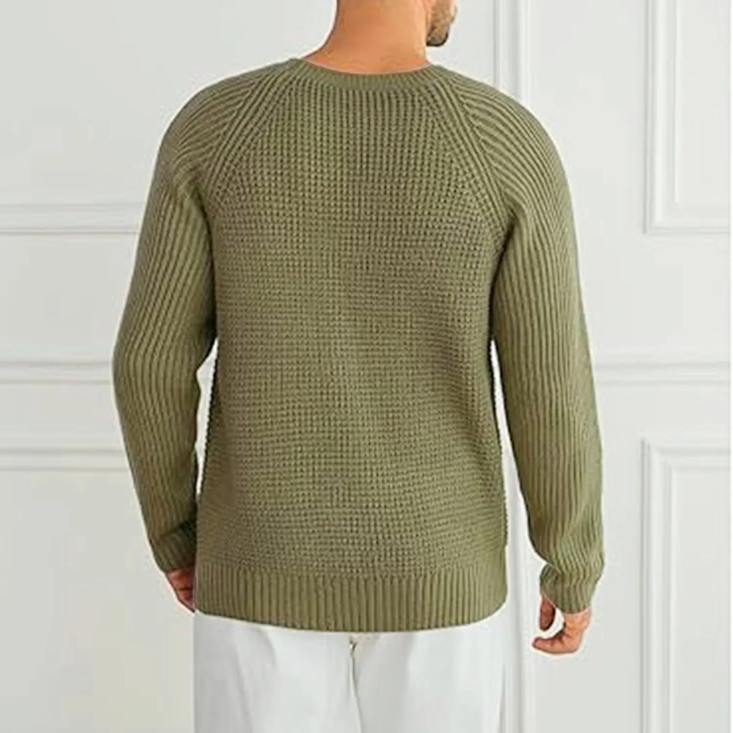 Мужской свитер с воротником и вафельной текстурой Slim Fit — фото 4