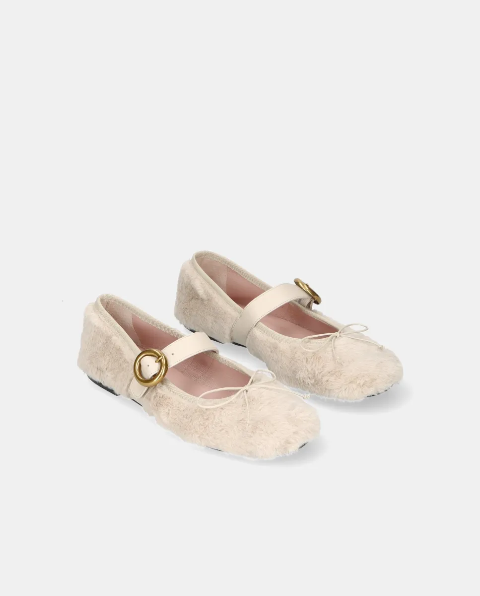 Женские балетки Georgia из мягкого синтетического меха Pretty Ballerinas, белый — фото 3