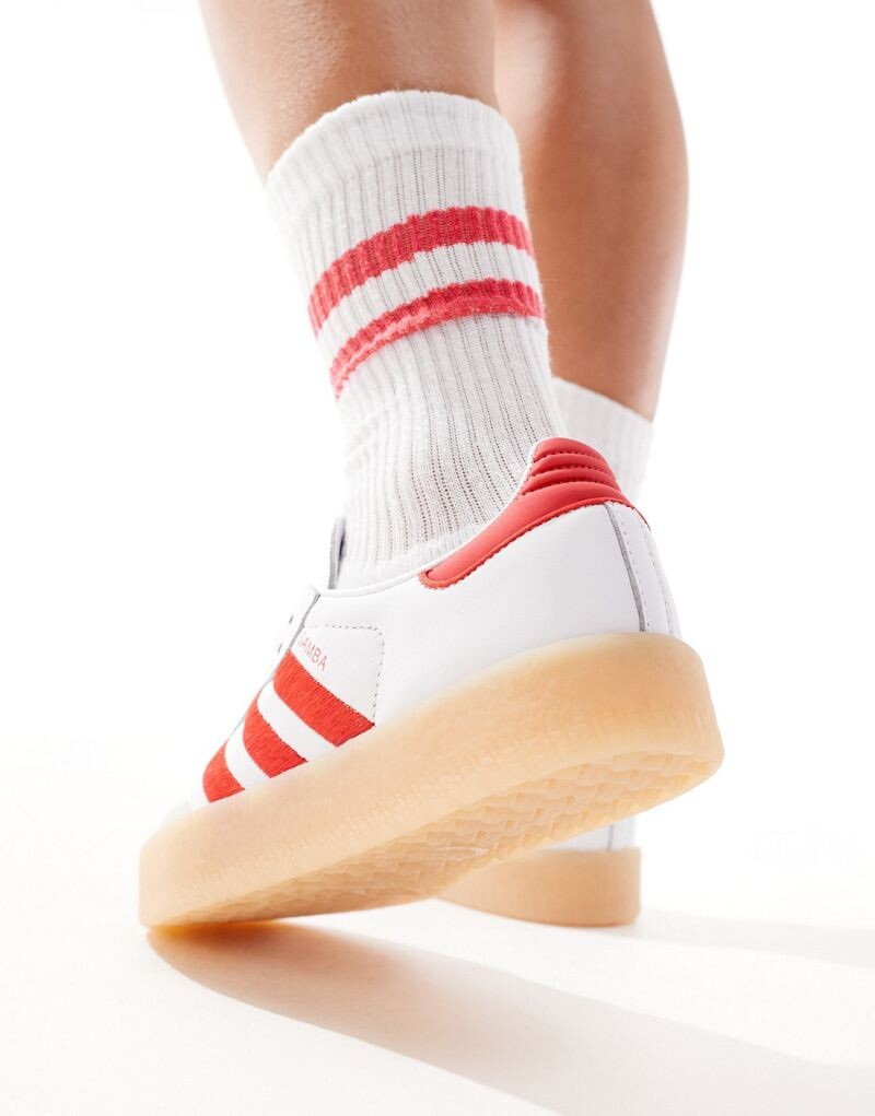 Бело-красные кроссовки adidas Sambae — фото 3