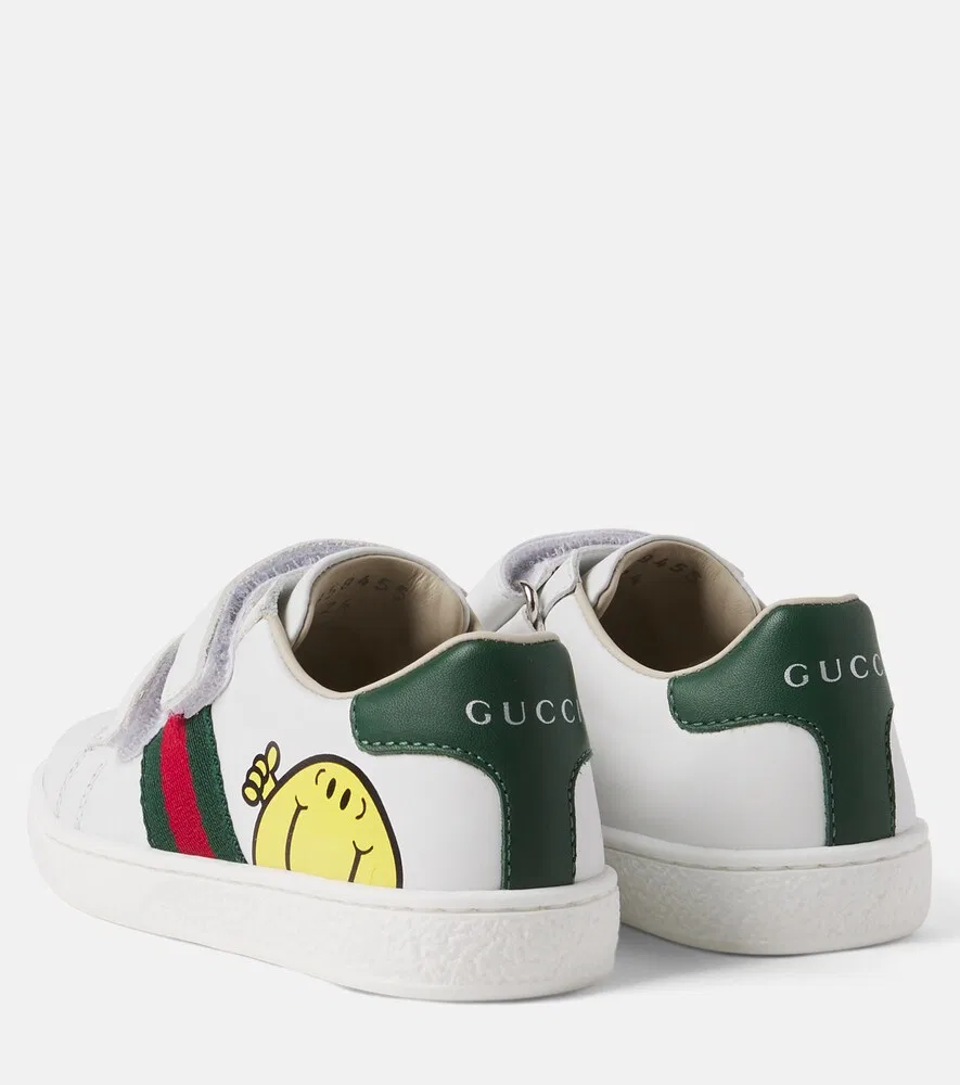 Кожаные кроссовки Mr Men Little Miss Gucci Kids, белый — фото 3
