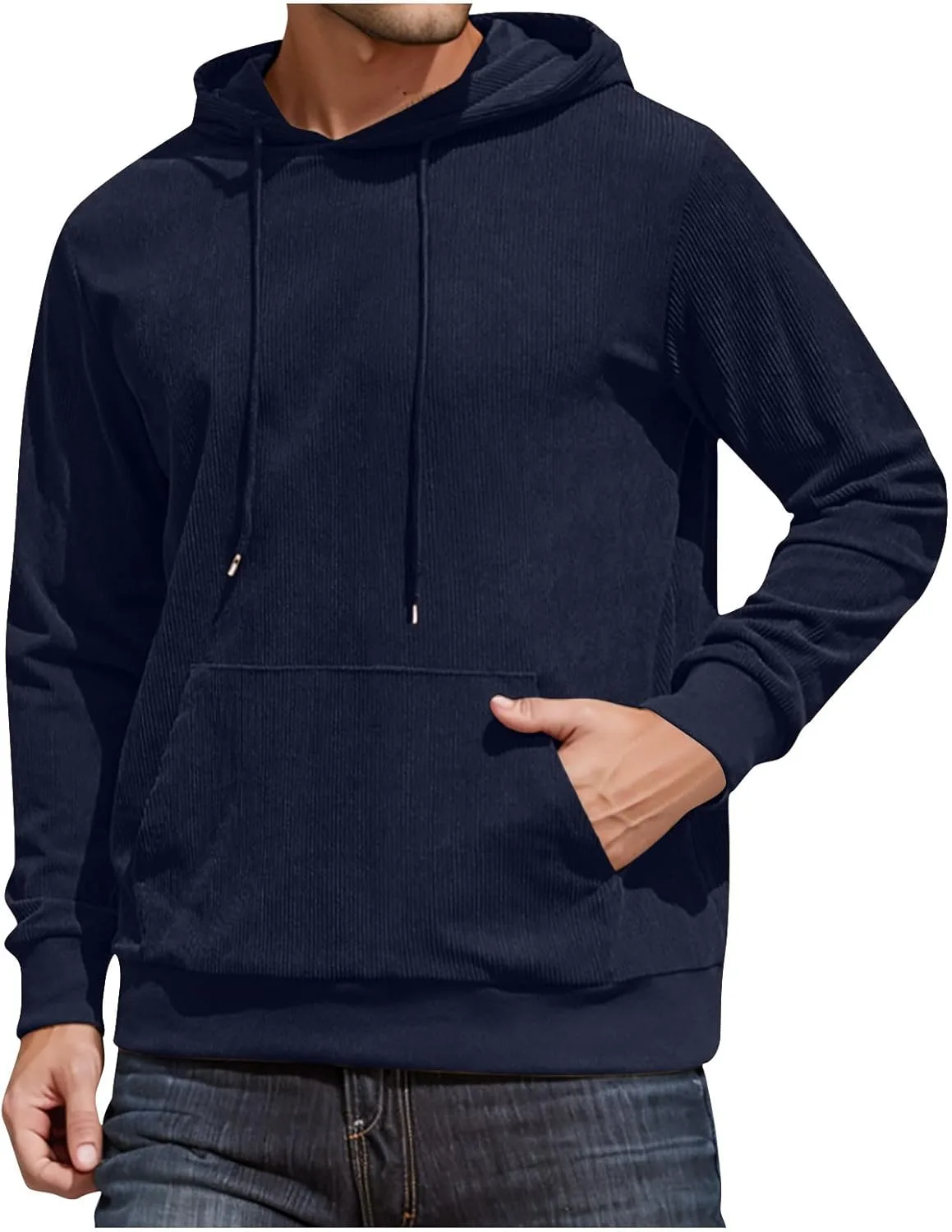 

Мужской вельветовый худи с капюшоном и карманом