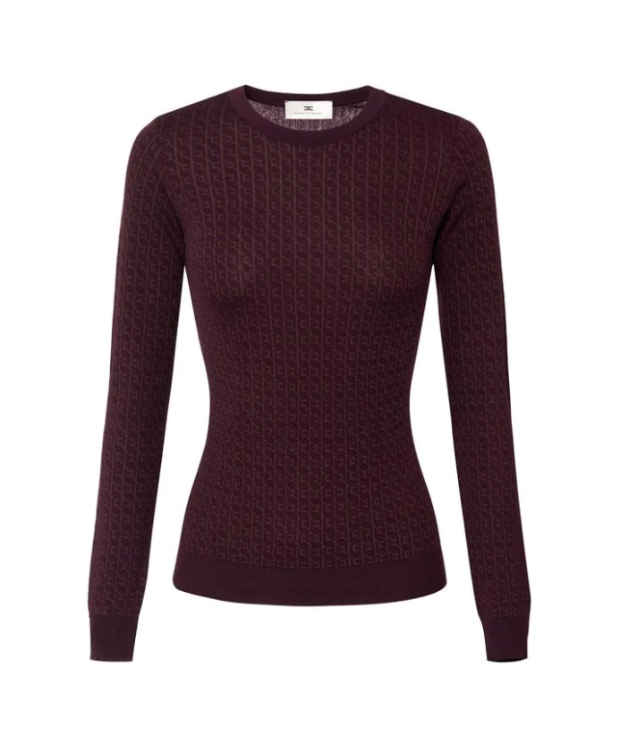 

Шерстяной свитер с жаккардовым микрологотипом. Elisabetta Franchi, красный