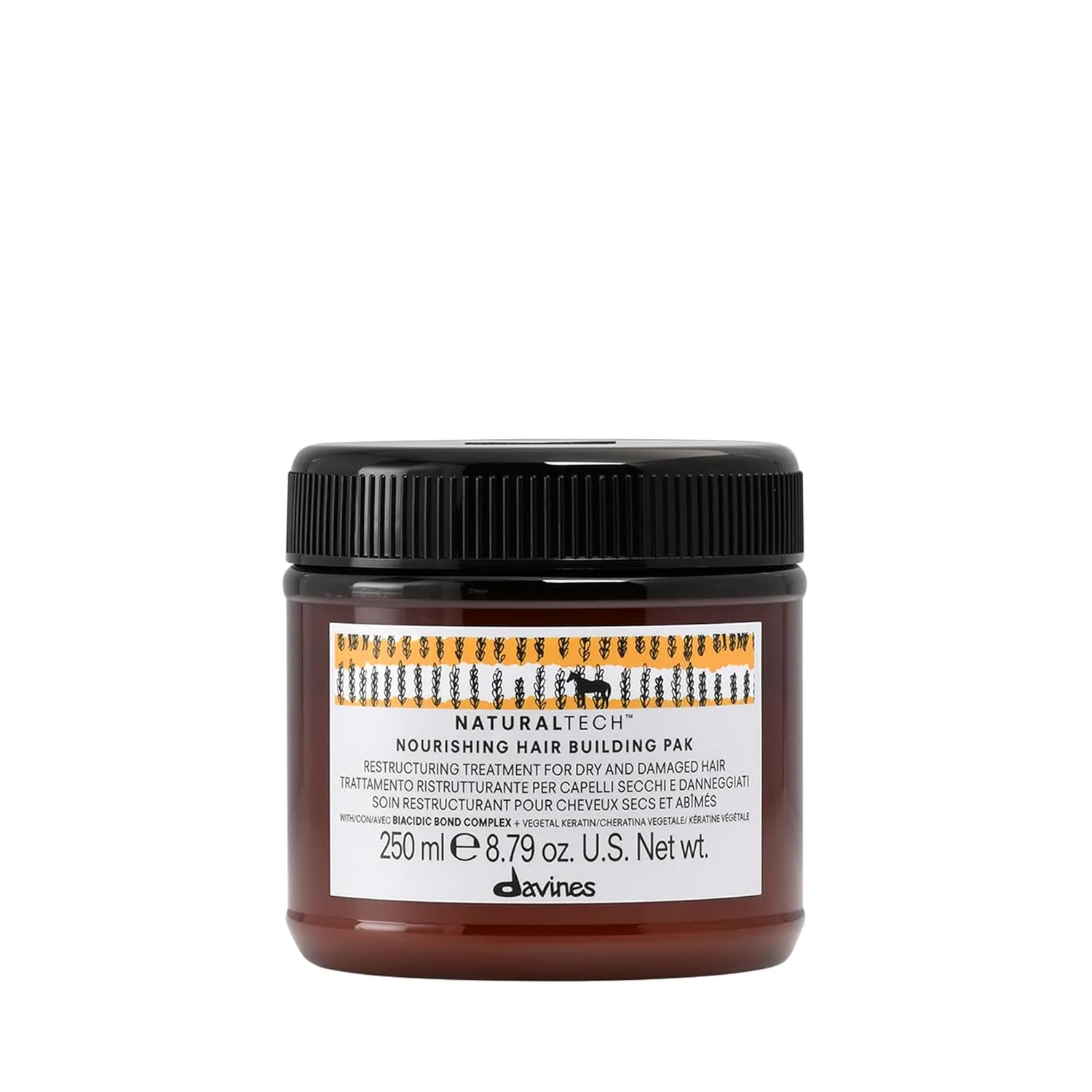 Davines Naturaltech Nourishing Hair Building Pak, восстанавливающая и увлажняющая маска для сухих и поврежденных волос с растительным кератином, 250 мл 249.20 г (1 шт.)