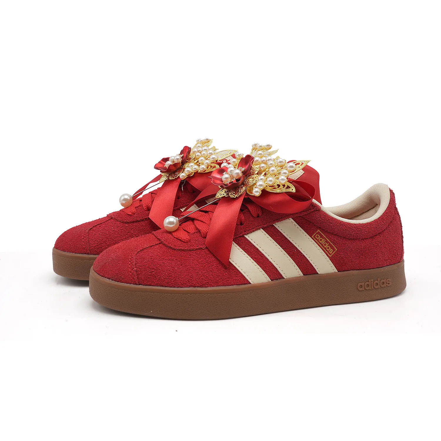 Adidas Vl Court Classic Height Increasing Low top Skateboard Shoes Unisex Red — фото 4