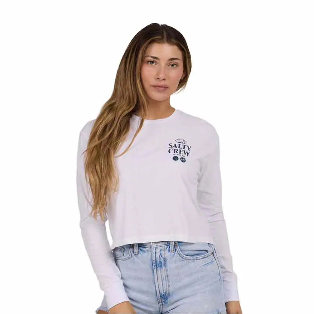 

Лонгслив Salty Crew Sip & sea crop, белый