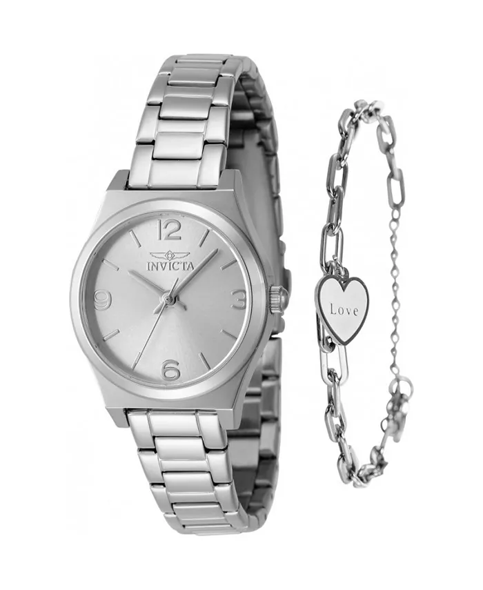 

Женские часы Angel Quartz 3 Hand с серебристым циферблатом, модель 48246 Invicta, серебряный