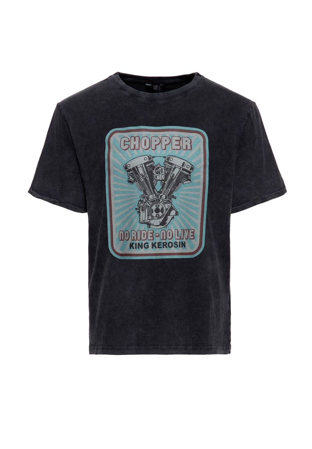 

Рубашка с принтом Acid Washed No Ride No Life KING KEROSIN, черный