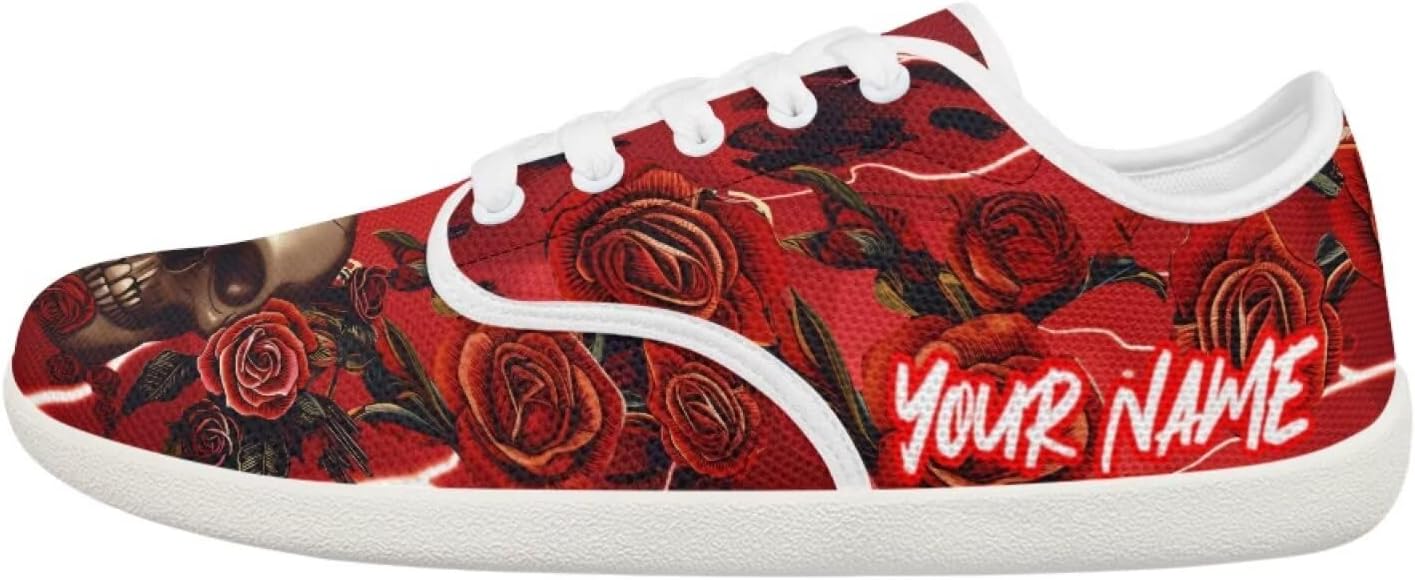 

Кроссовки для ходьбы для женщин и мужчин, с широким носком, босоножки, с нулевым перепадом высоты подошвы, минималистичные кроссовки, дышащая сетка, теннисные кроссовки Pointodoor, Skull Rose