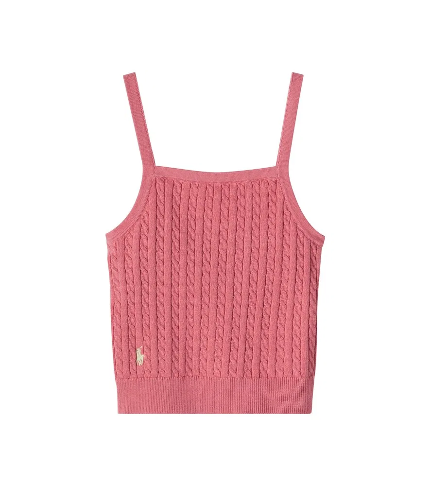 Хлопковая майка крупной вязки Polo Ralph Lauren Kids, розовый