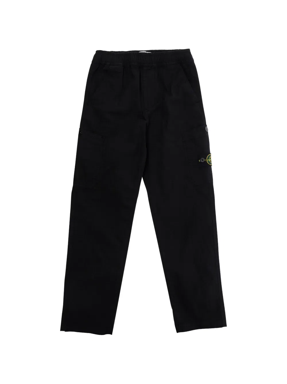 Хлопковые брюки-карго с логотипом и карманами-карго Stone Island Junior, черный