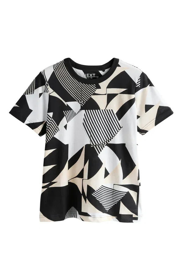 Футболка Regular fit Next, essential short sleeve crew neck print t-shirt, черно-белый графический — фото 4