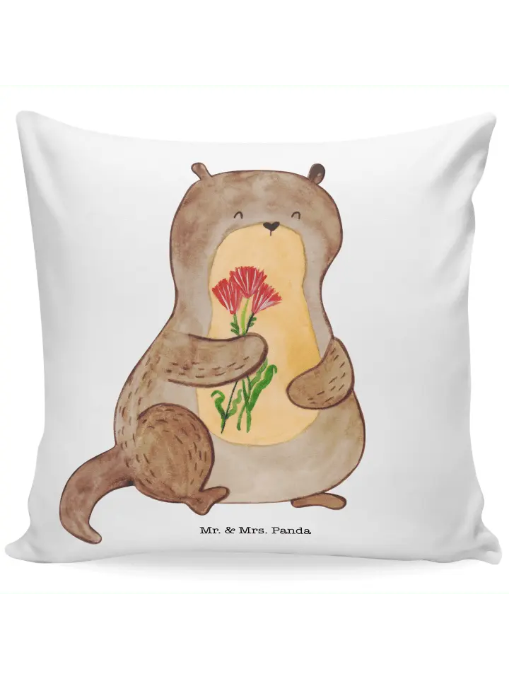 

Подушка Mr & Mrs Panda 40x40 Otter Blumenstrauß, белый