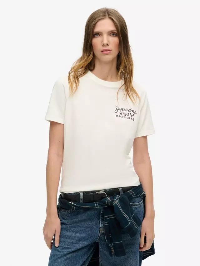 

Футболка Superdry Tokyo Rhinestone Relaxed, цвет off/white