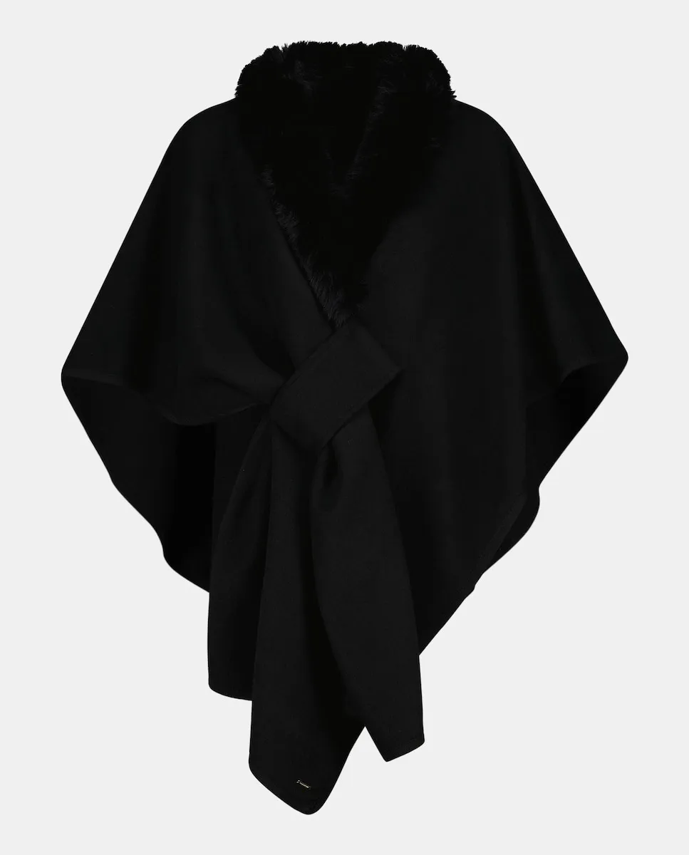 

Пальто типа накидки с искусственным мехом Latouche, черный