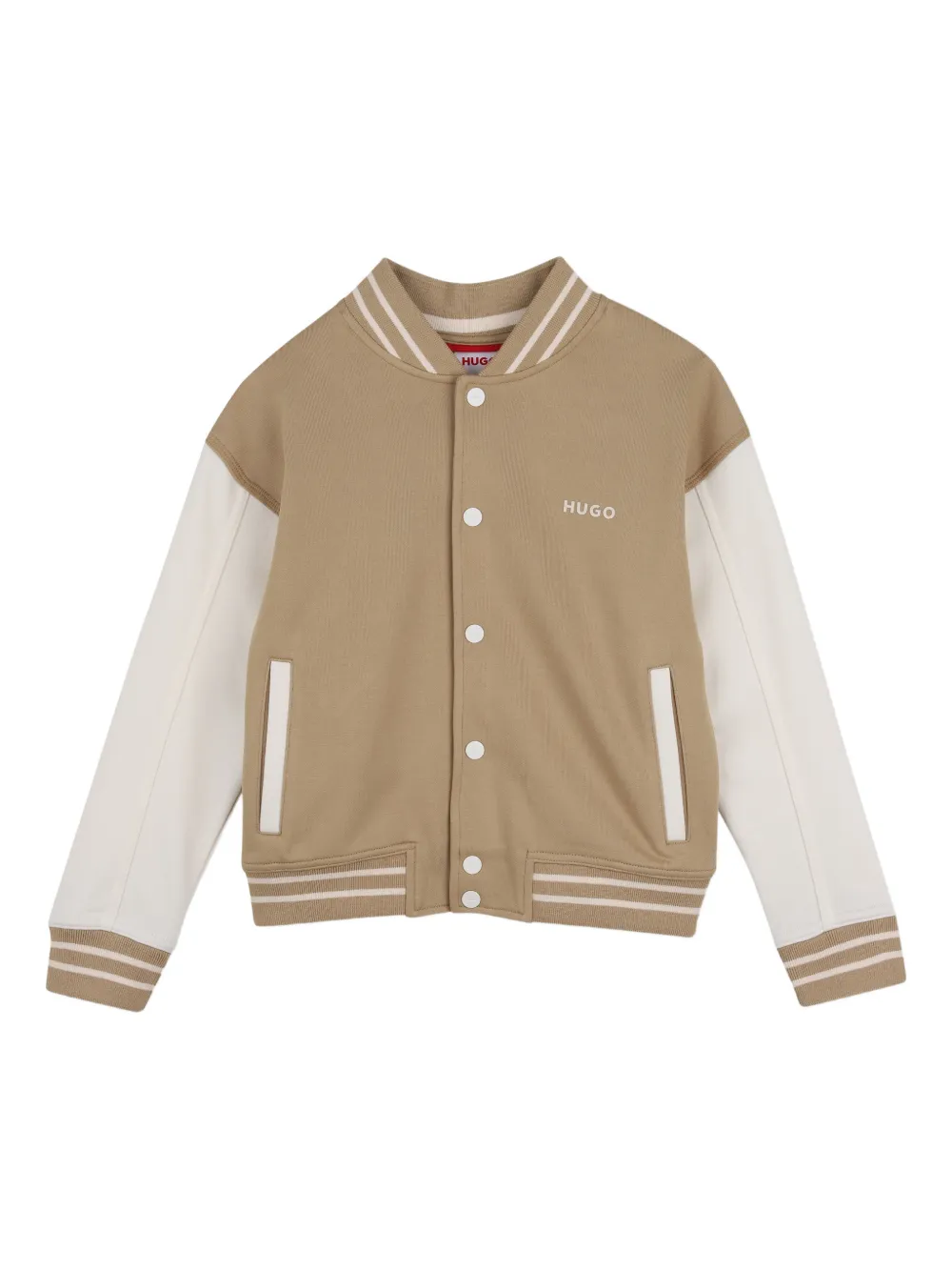 

Кардиган в полоску с контрастной вставкой Hugo Kids, бежевый