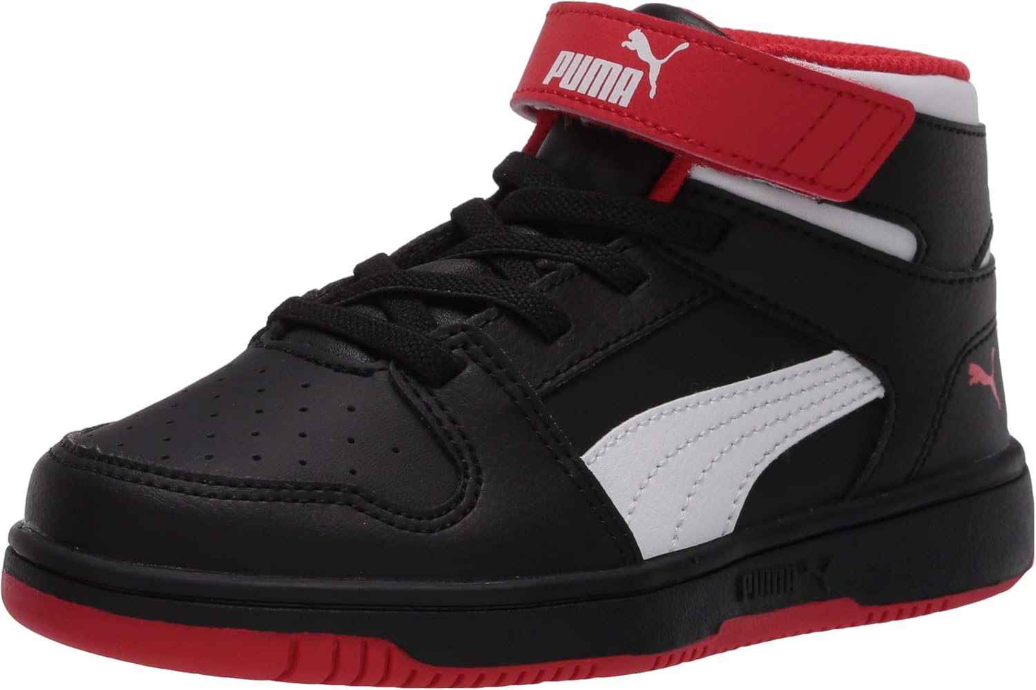 

Детские кроссовки PUMA Rebound Layup на застежке-липучке, белый/черный/красный