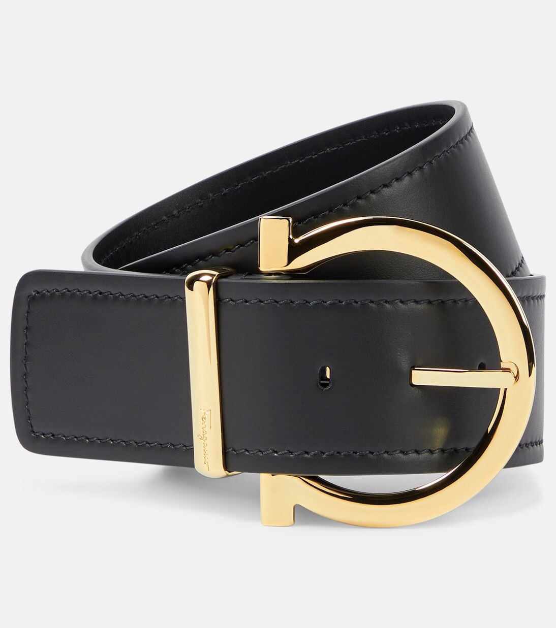 

Кожаный ремень gancini Ferragamo, черный