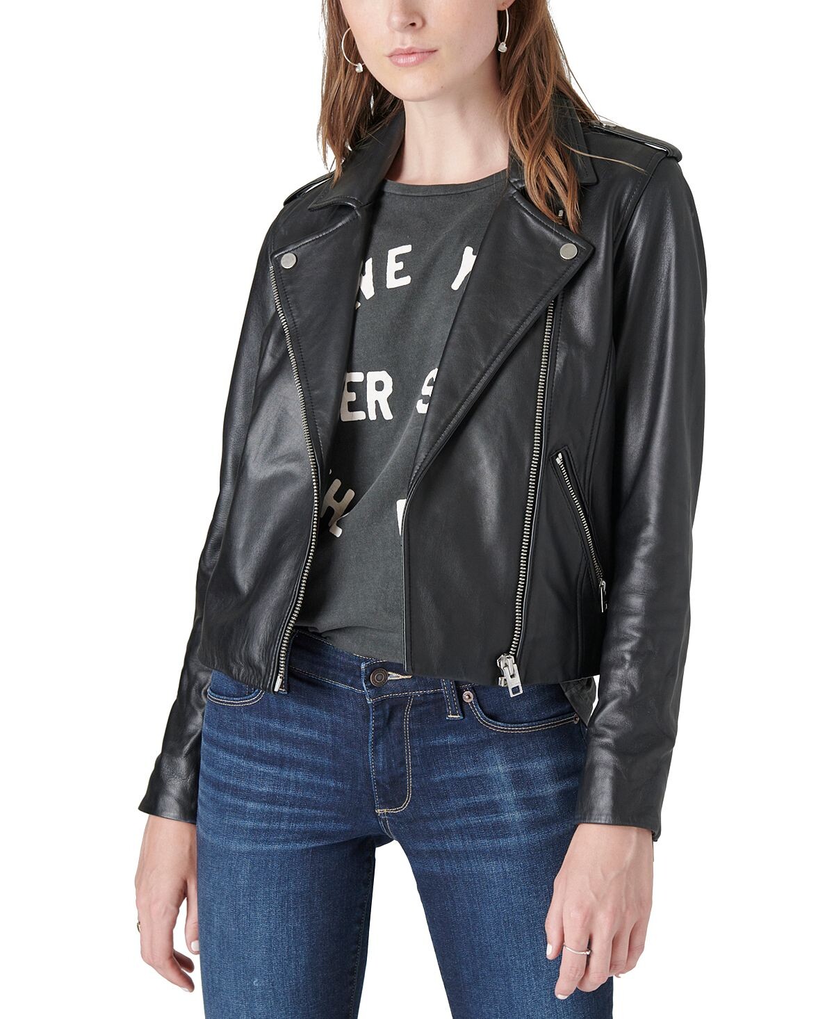 

Женская классическая кожаная мотокуртка Lucky Brand
