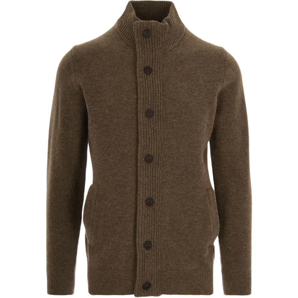 

Шерстяной кардиган с высоким воротником Barbour, коричневый