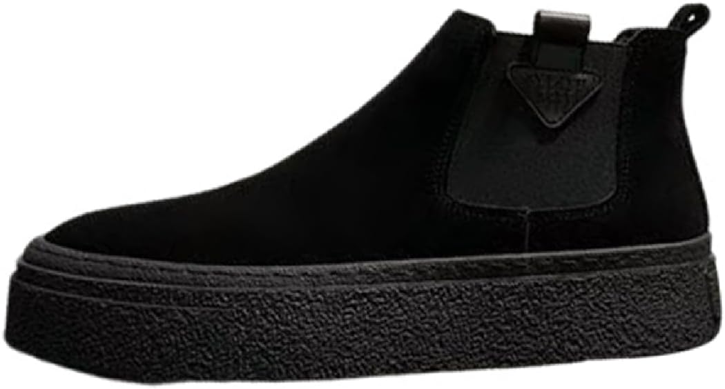 

Мужские ботинки противоскользящие прочные однотонные мягкие дышащие ботинки с толстой подошвой ретро слипоны с мягким носком Lexamen, черный