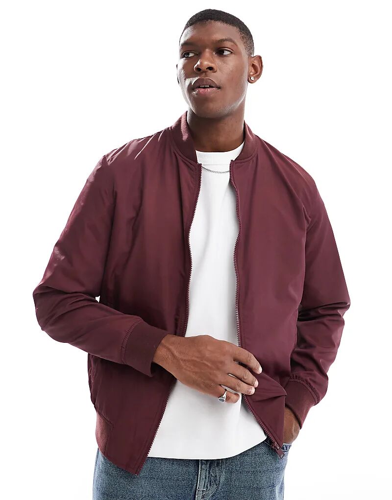 

Легкая куртка-бомбер бордового цвета ASOS DESIGN