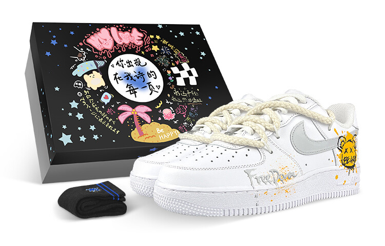 

Кроссовки Nike Air Force 1 Skateboard Shoes Men Low-Top White Yellow/Gray