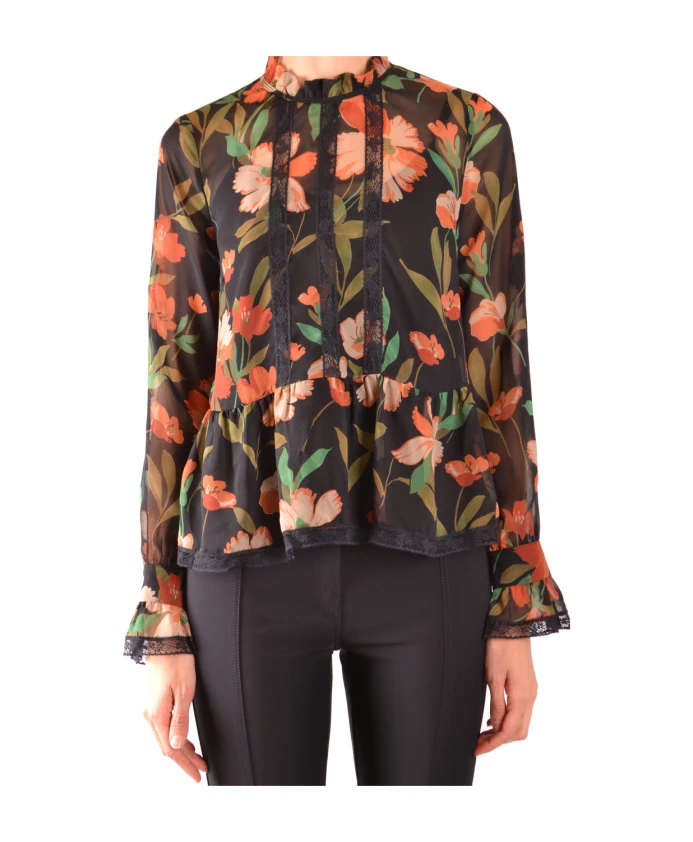 

Блузка с длинными рукавами и цветочным принтом, весна/лето Twinset, мультиколор