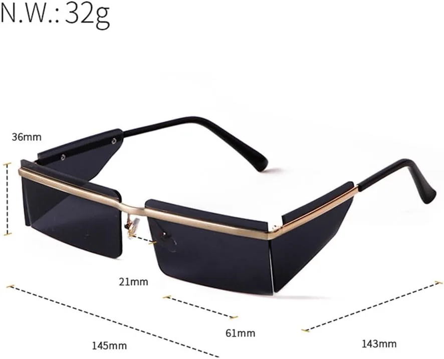 

Винтажные солнцезащитные очки в стиле стимпанк, прямоугольные, женские и мужские, без оправы, с зеркальными линзами, футуристические солнцезащитные очки VFDHN, C2