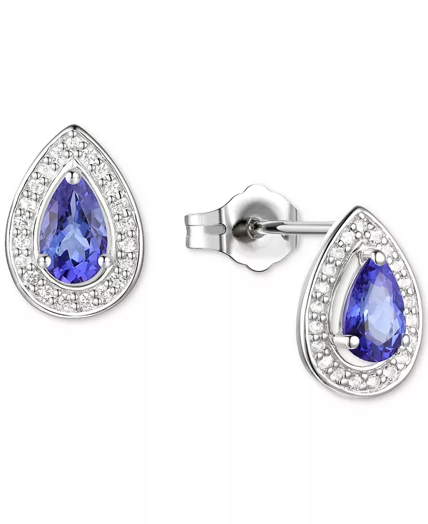 

Серьги-Гвоздики с грушевидным гало из выращенных в лаборатории изумрудов (1/3 карата, tw) и выращенных в лаборатории белых сапфиров (1/6 карата, tw) из стерлингового серебра с покрытием из 14-каратного золота (также с танзанитом) Macy'S, tanzani...