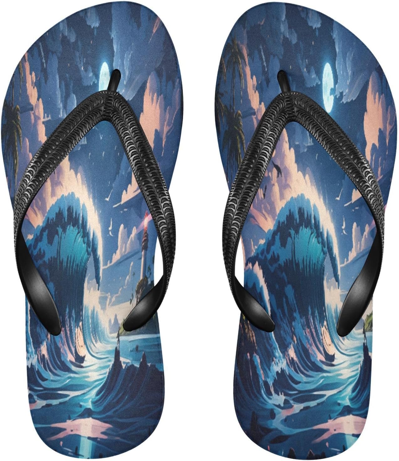 

Шлепанцы Ocean Lighthouse Blue для пляжа, душа, резинескользящие летние тапочки для женщин и мужчин Sinestour