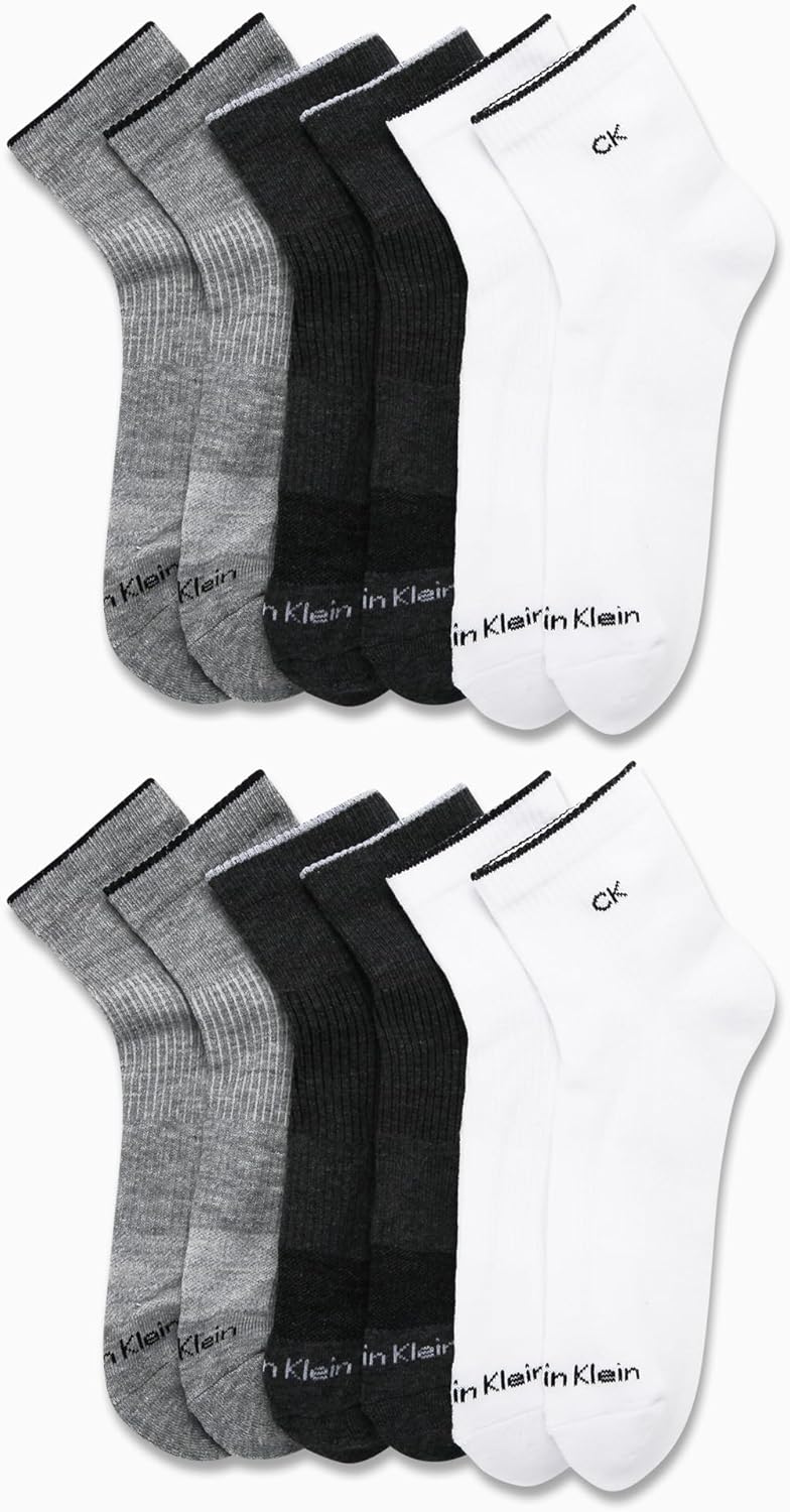 Мужские носки Calvin Klein Quarter Socks - 12 пар мягких спортивных носков до щиколотки с мягкой подкладкой для мужчин, Heather Gray — фото 2